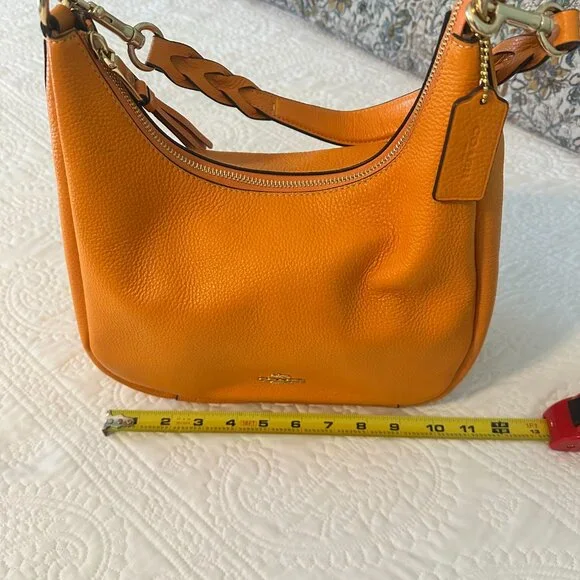 Coach Jules Hobo Bag Pebbled Leather - Orange - Picture 11 of 16